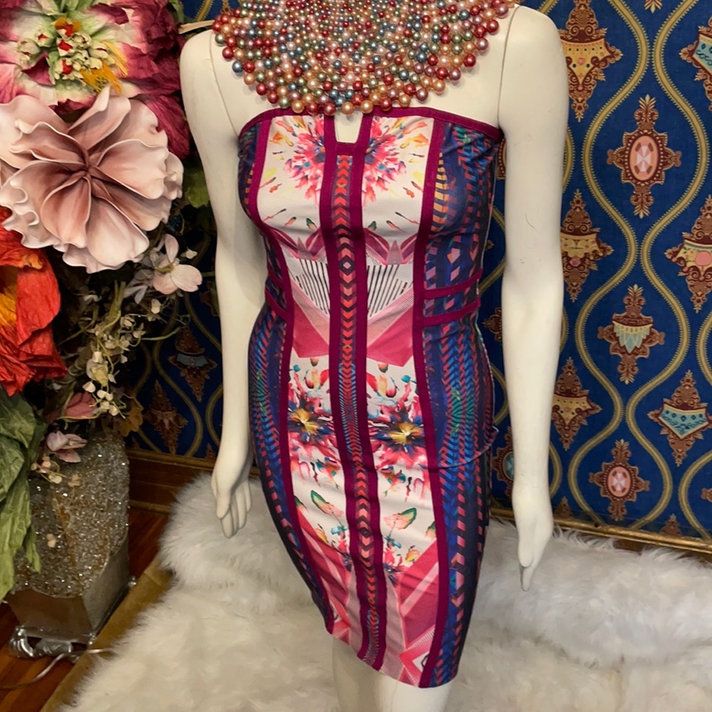 Multicolor corset mini dress
